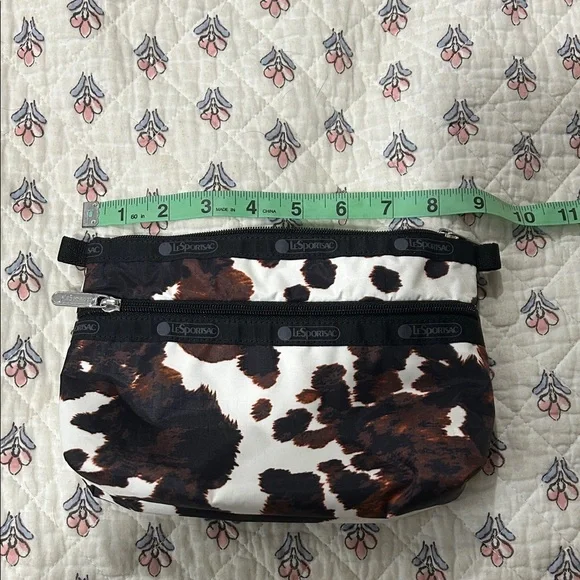 LeSportsac Black and Brown Cow Print Pouch - Picture 1 of 4